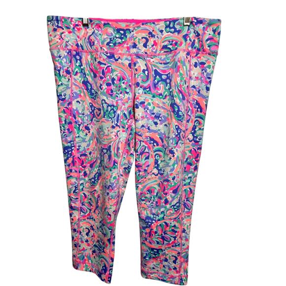 Lilly Pulitzer Women's XL Luxletic Weekender Cropped Pants Capris La Playa - Picture 2 of 9